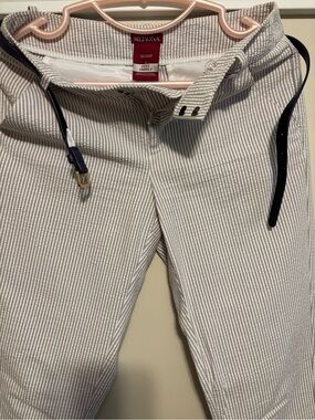 Merona Women Gray and White Seersucker Chinos